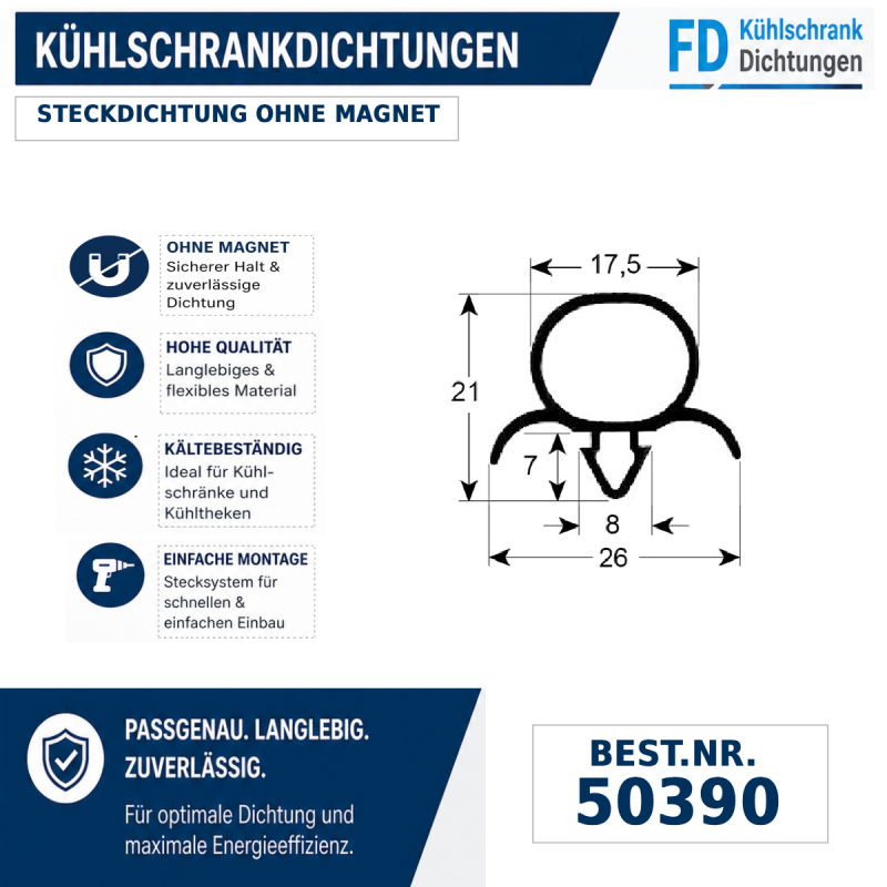 Steckdichtung ohne Magnet