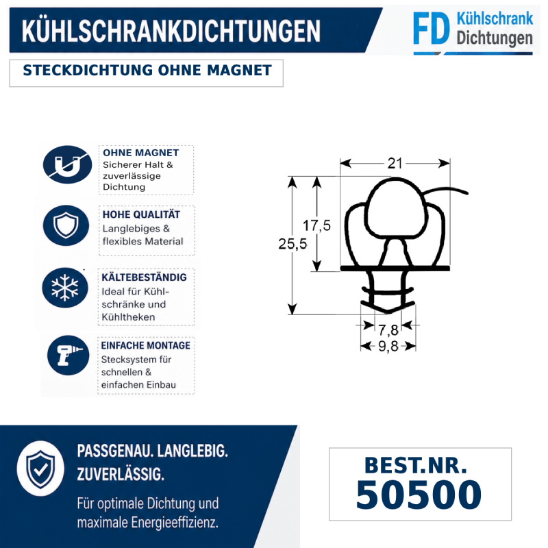 Steckdichtung ohne Magnet
