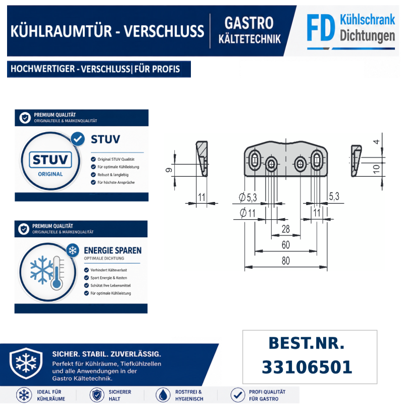 Verschluss für Kühl- und Tiefkühlraumtüren