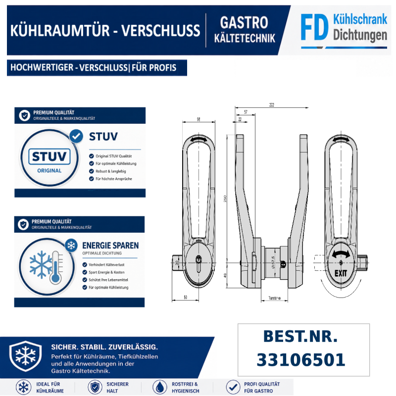 Verschluss für Kühl- und Tiefkühlraumtüren