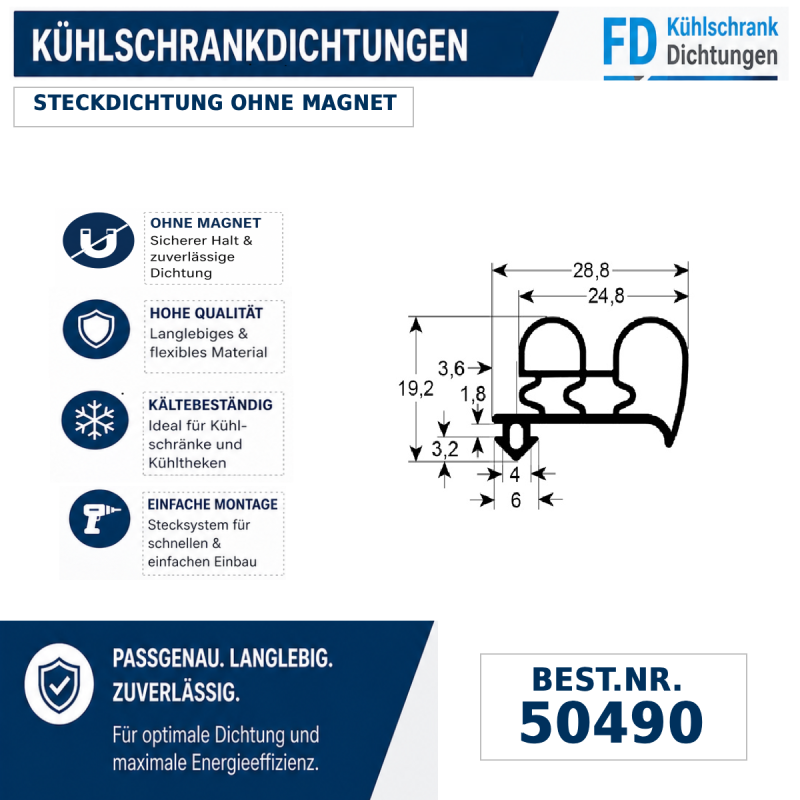Steckdichtung ohne Magnet