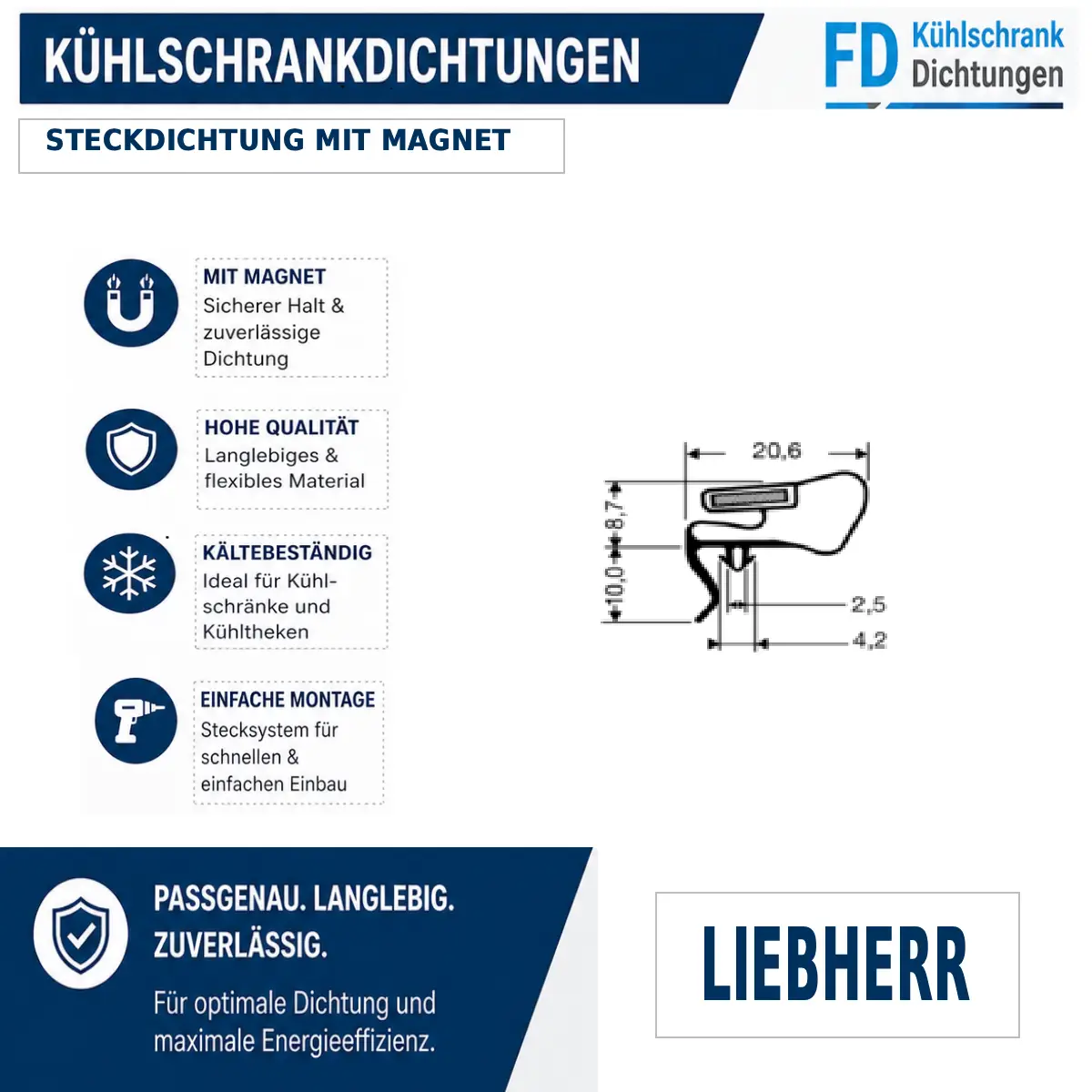 Liebherr FKDv 4302 Index 20/C12 Serie Türdichtung 167,0 x 59,0 cm