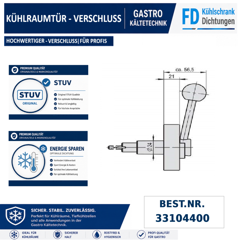 Verschluss für Kühl- und Tiefkühlräume