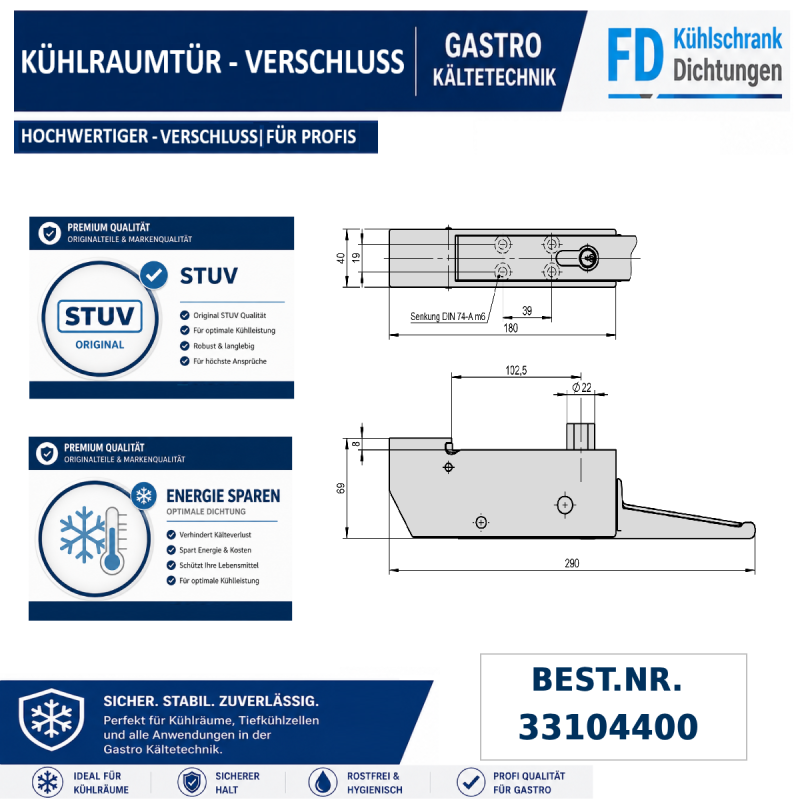 Verschluss für Kühl- und Tiefkühlräume