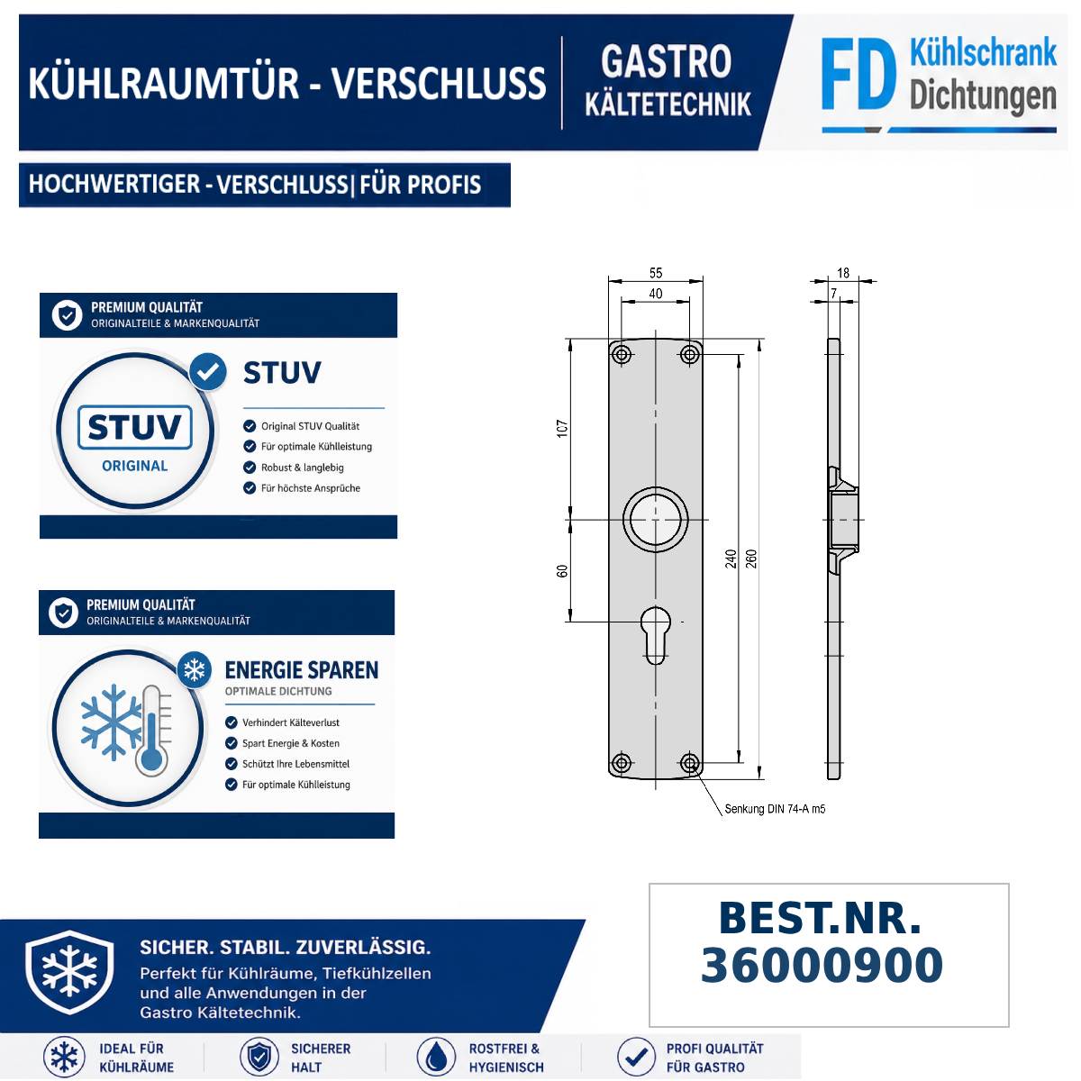 Langschild EPS beschichtet grau